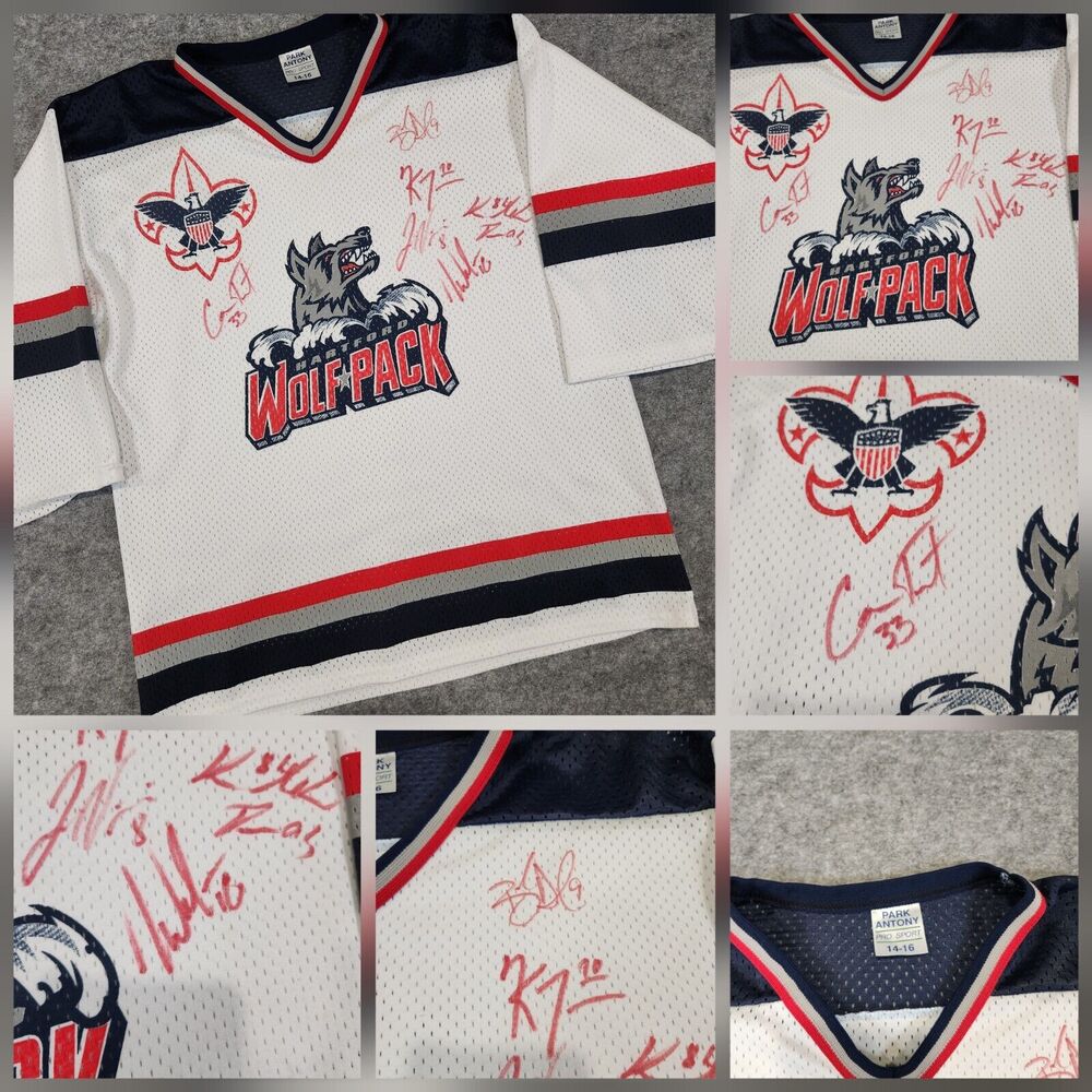 Hartford Wolf Pack Team Signed Autographed‎ AHL Hockey Jersey Youth 14-16